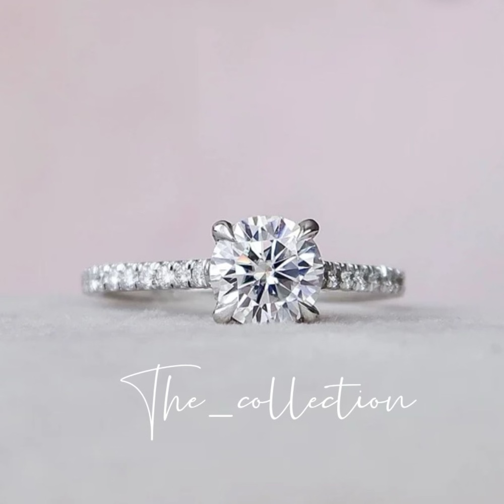ROUND CUT ENGAGEMENT STERLING SILVER RING - Picture 3 of 4
